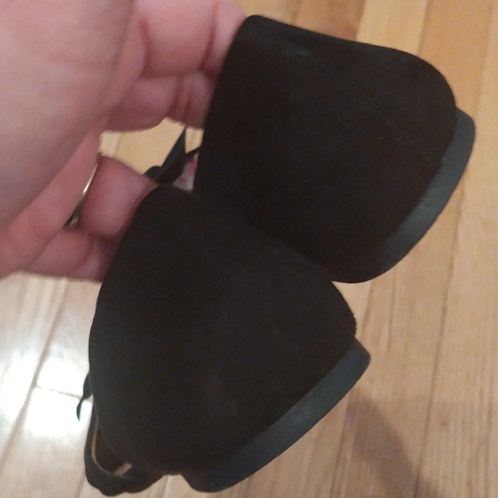 -- Torrid faux black suede big bow D'orsay rubber sole flats